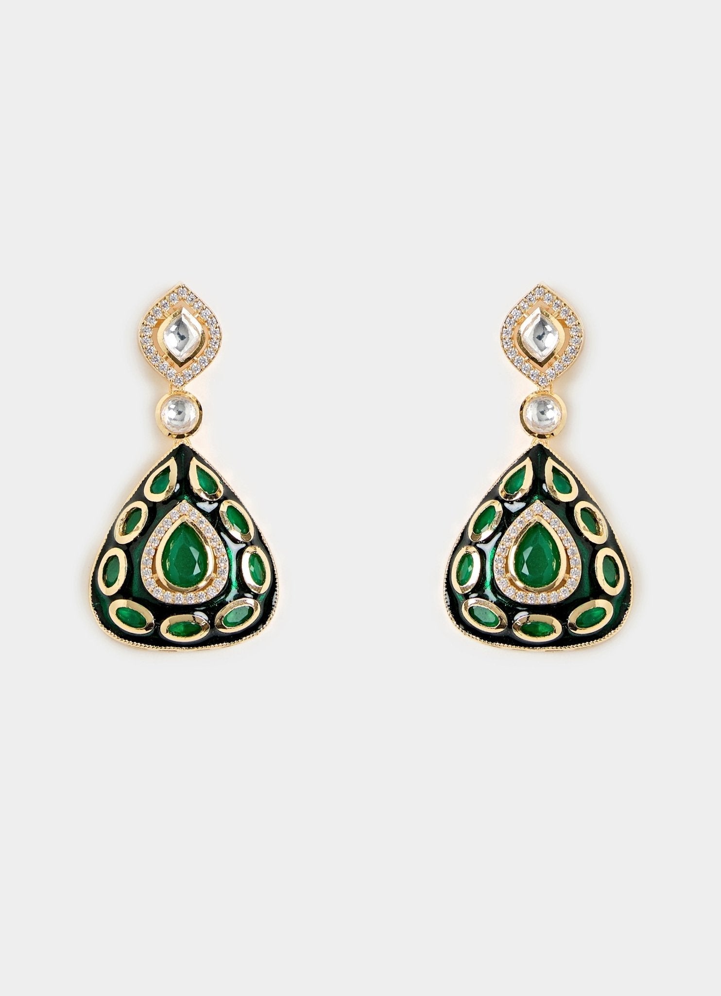 Vivinia by Vidhi Mehra Emerald Green Stone Choker Set With EarringsFabilicious Fashion