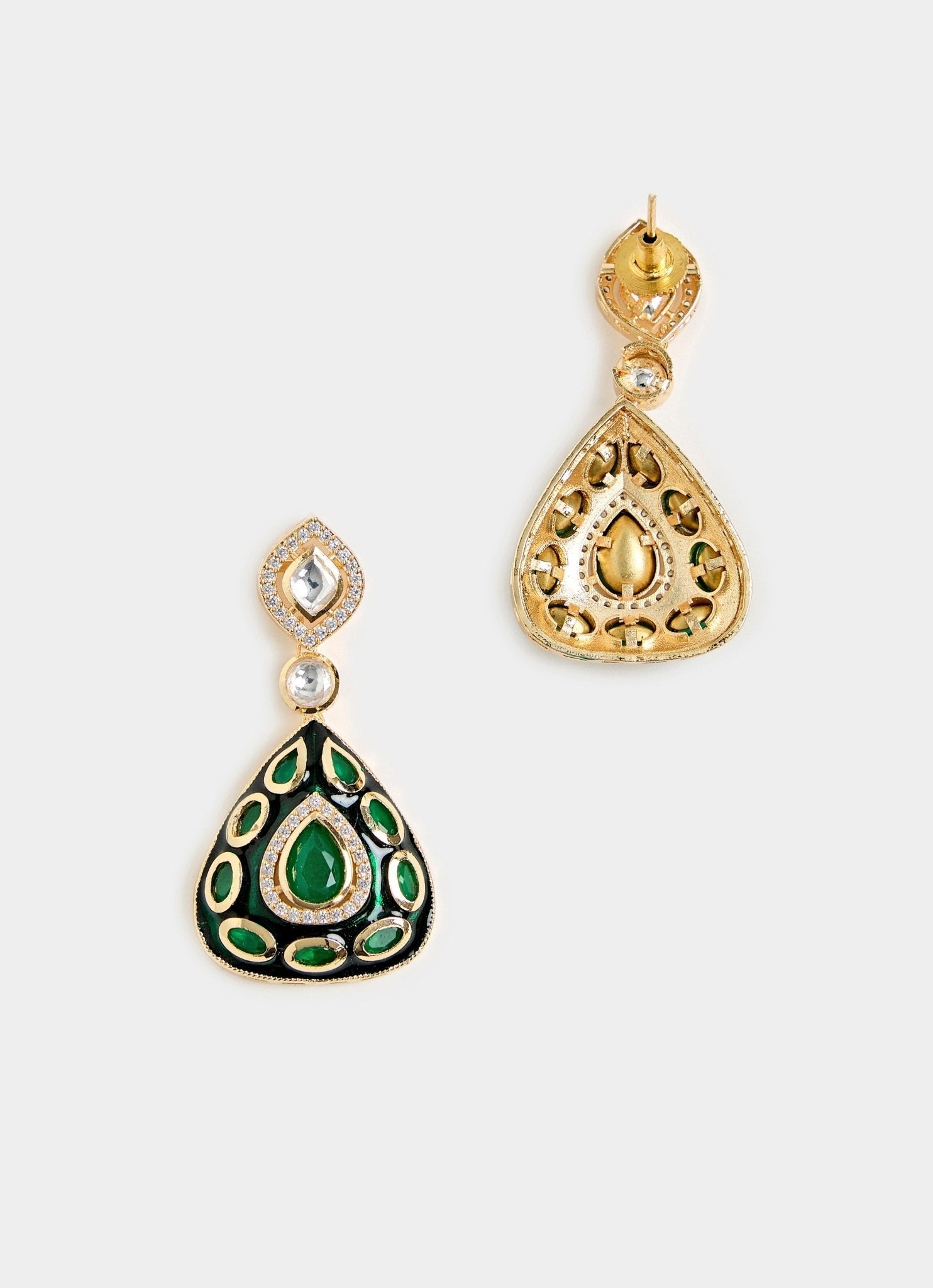 Vivinia by Vidhi Mehra Emerald Green Stone Choker Set With EarringsFabilicious Fashion