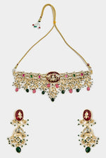 Vivinia by Vidhi Mehra Floral Kundan Multicolour Choker Necklace SetFabilicious Fashion