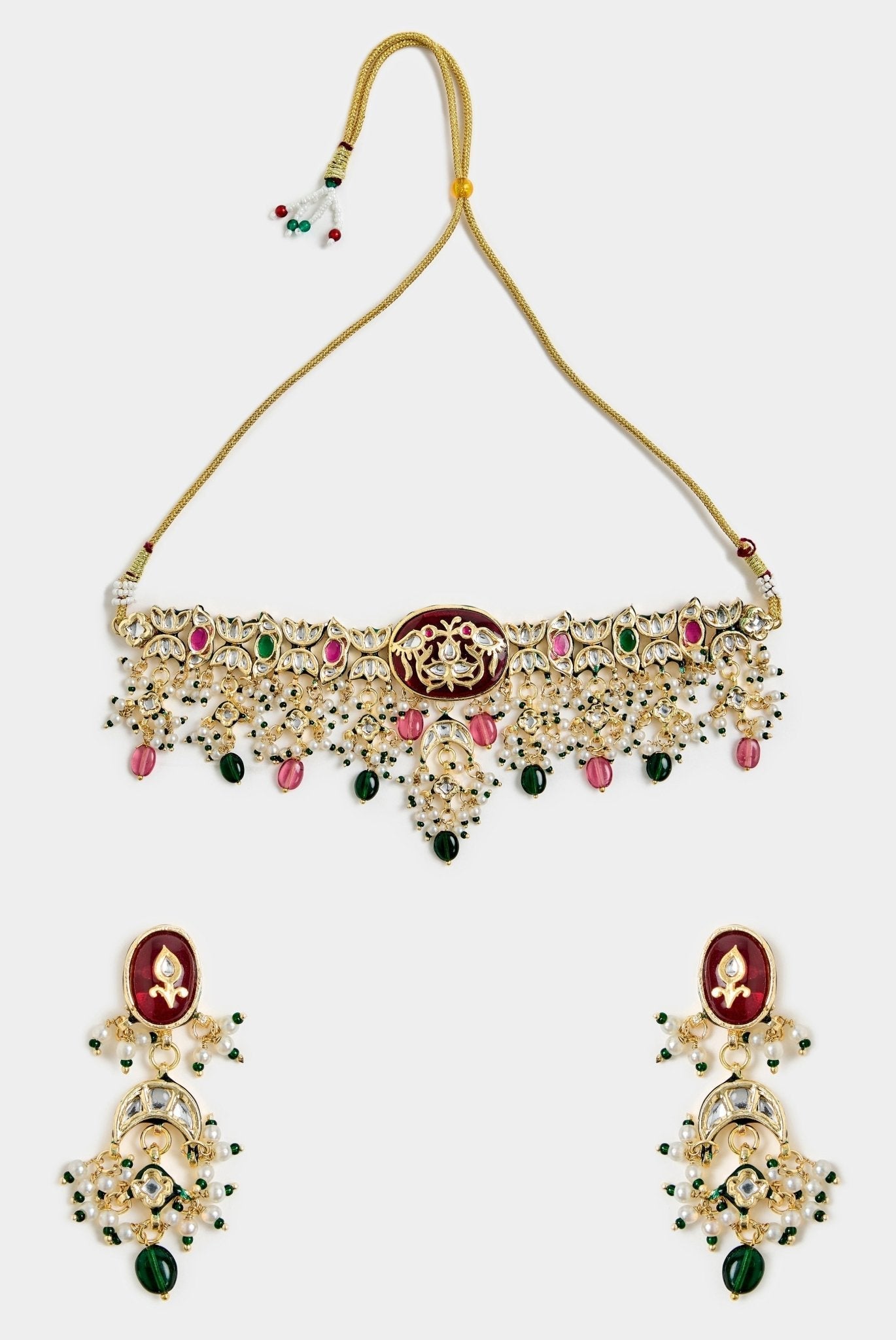 Vivinia by Vidhi Mehra Floral Kundan Multicolour Choker Necklace SetFabilicious Fashion