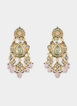 Vivinia by Vidhi Mehra Floral Pink Kundan Pearl Drop EarringsFabilicious Fashion
