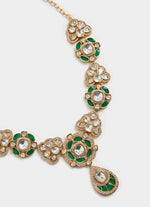 Vivinia by Vidhi Mehra Gold And Emerald Green Kundan Necklace SetFabilicious Fashion