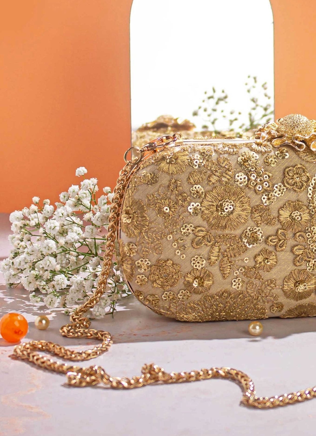 Gold Embroidered Clutch