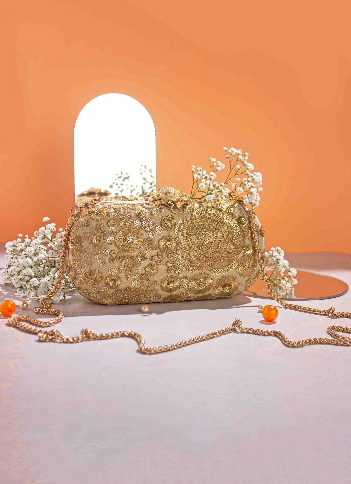 Gold Embroidered Clutch