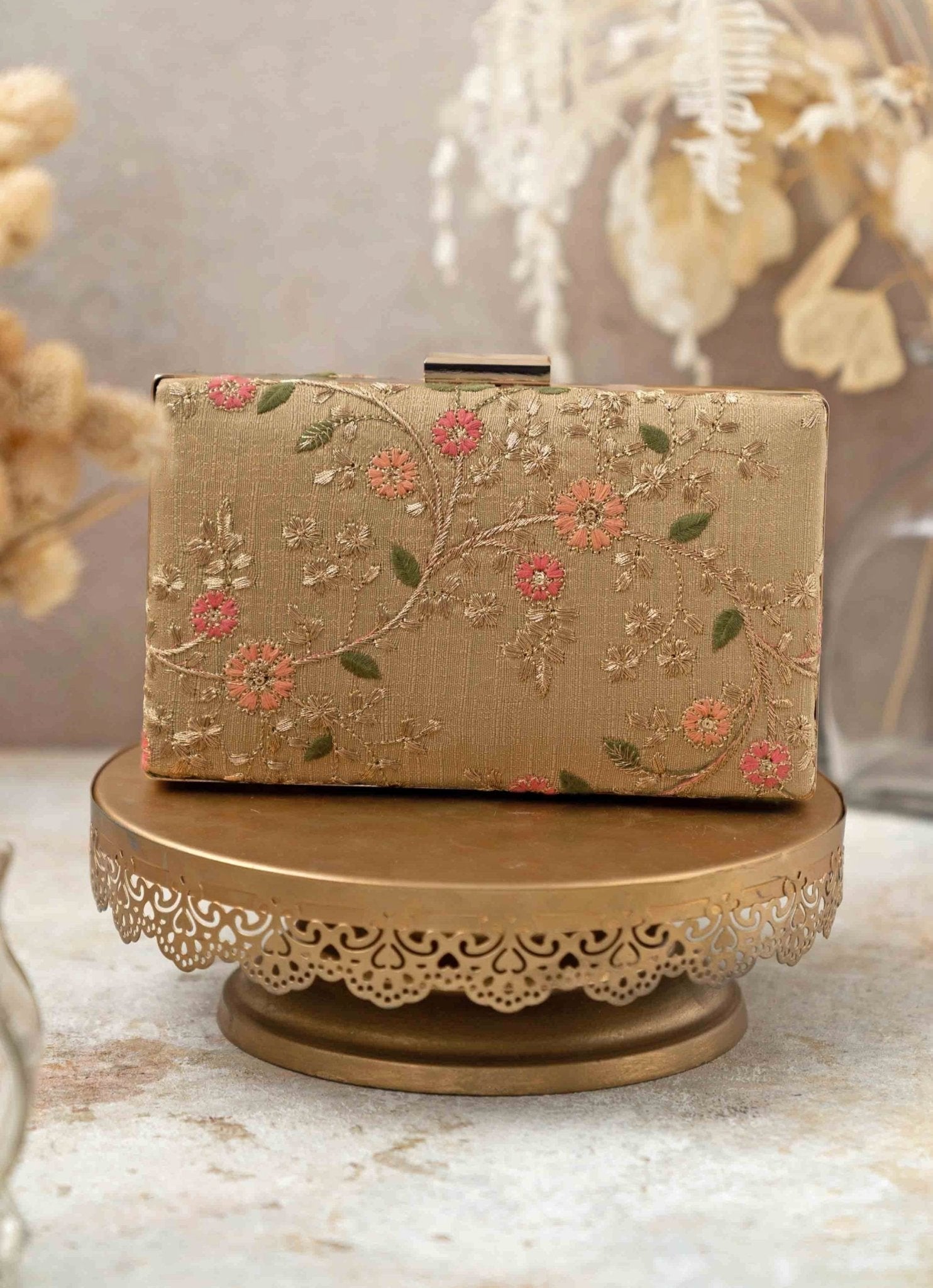 Gold Embroidered Clutch