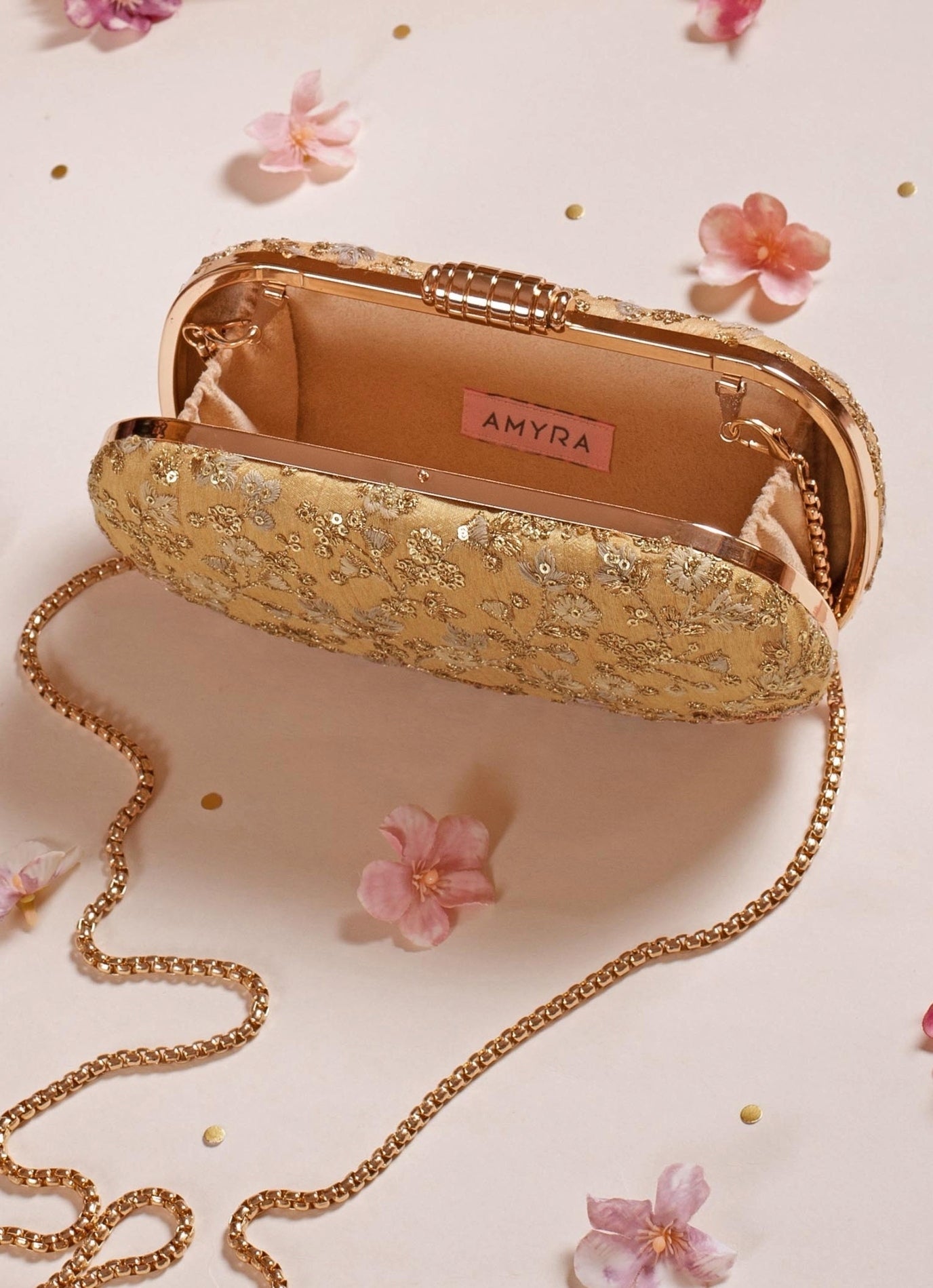 Gold Embroidered Clutch