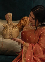 Amyra Gold Embroidered Georgette PotliShop Jashn