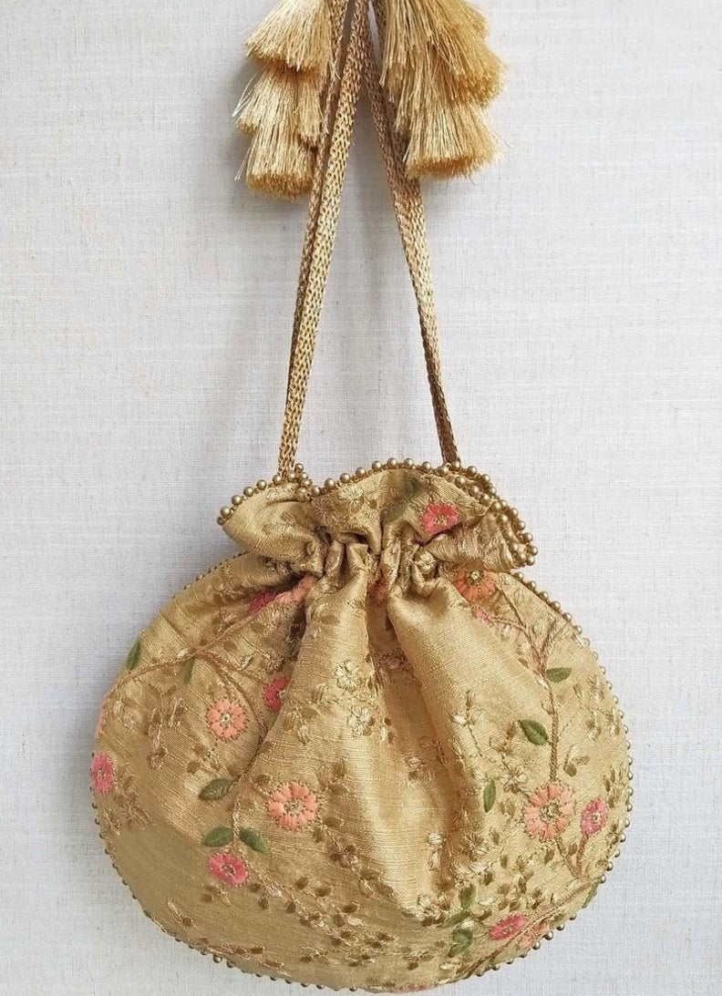 Gold Embroidered Potli