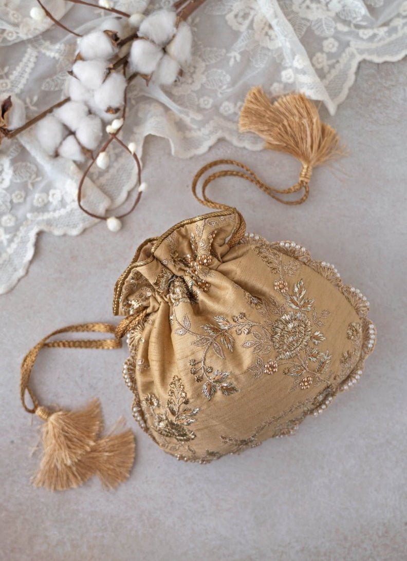 Gold Embroidered Potli