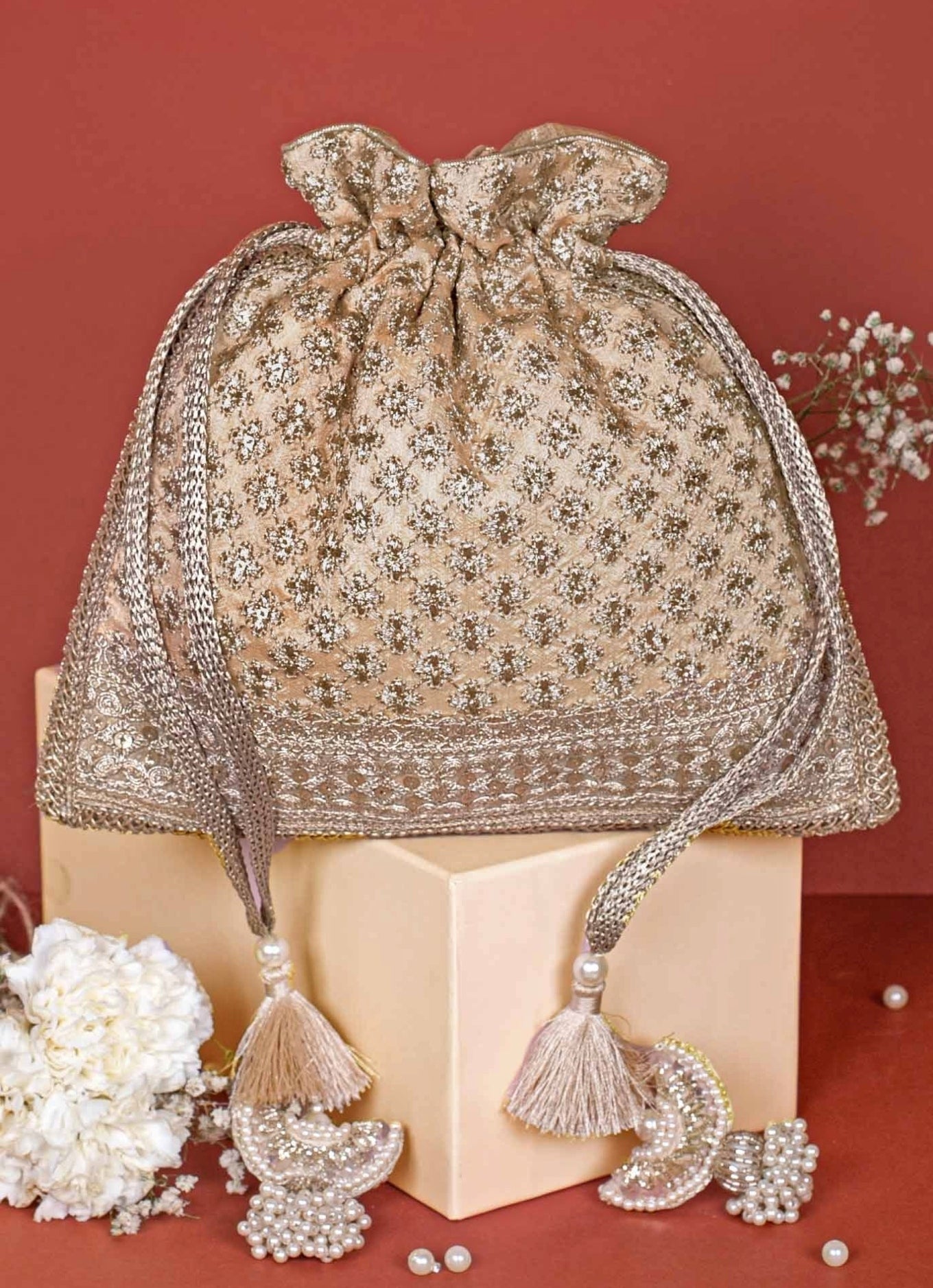 Gold Embroidered Potli