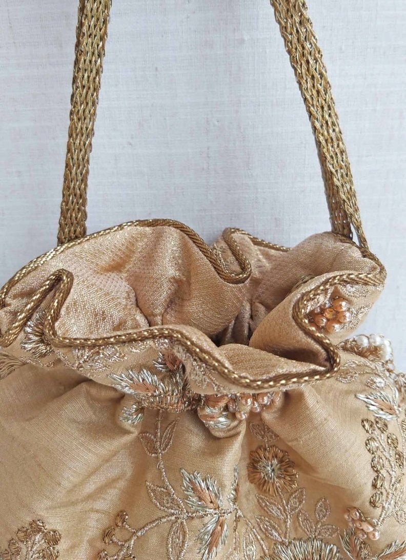 Gold Embroidered Potli
