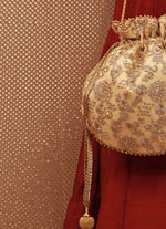 Amyra Gold Embroidered Soft Net PotliShop Jashn