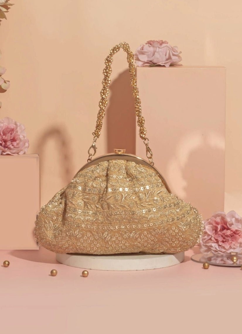 Gold Embroidered Vintage Purse