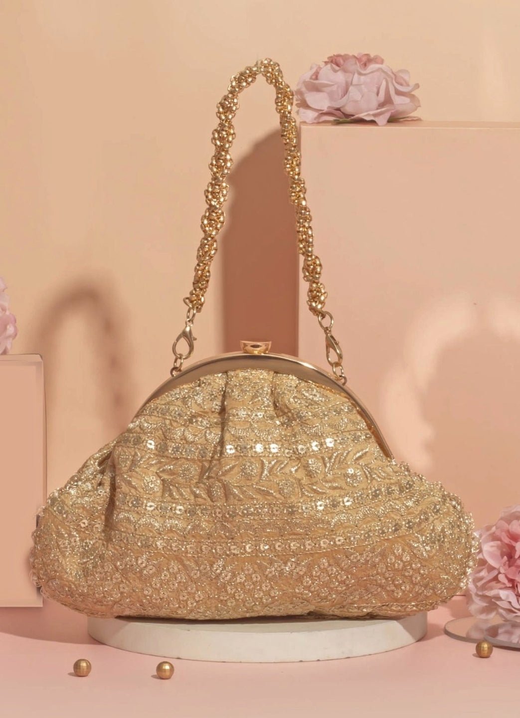 Gold Embroidered Vintage Purse