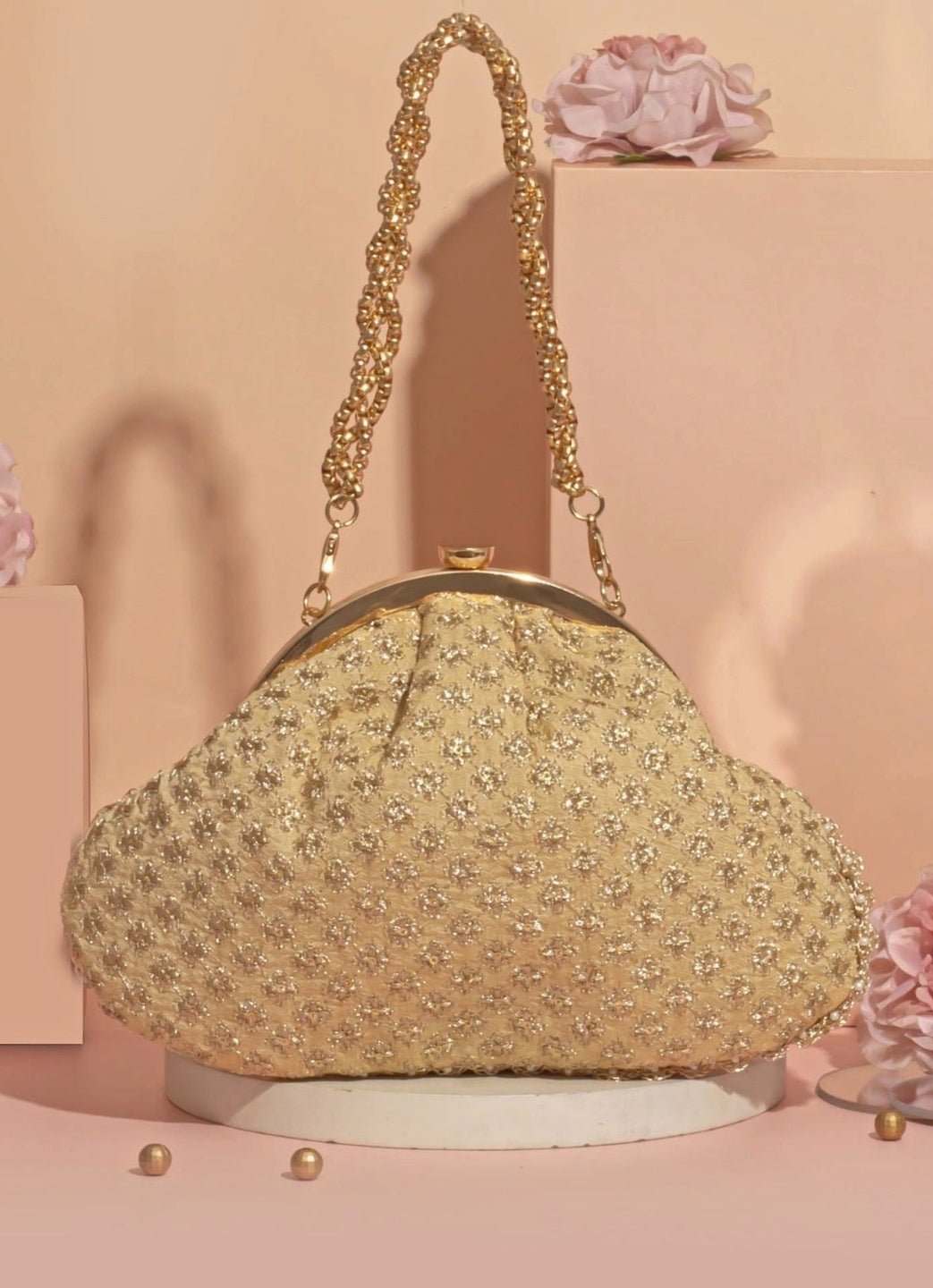 Gold Embroidered Vintage Purse