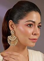 Vivinia by Vidhi Mehra Gold Finish Kundan Polki Statement EarringsFabilicious Fashion