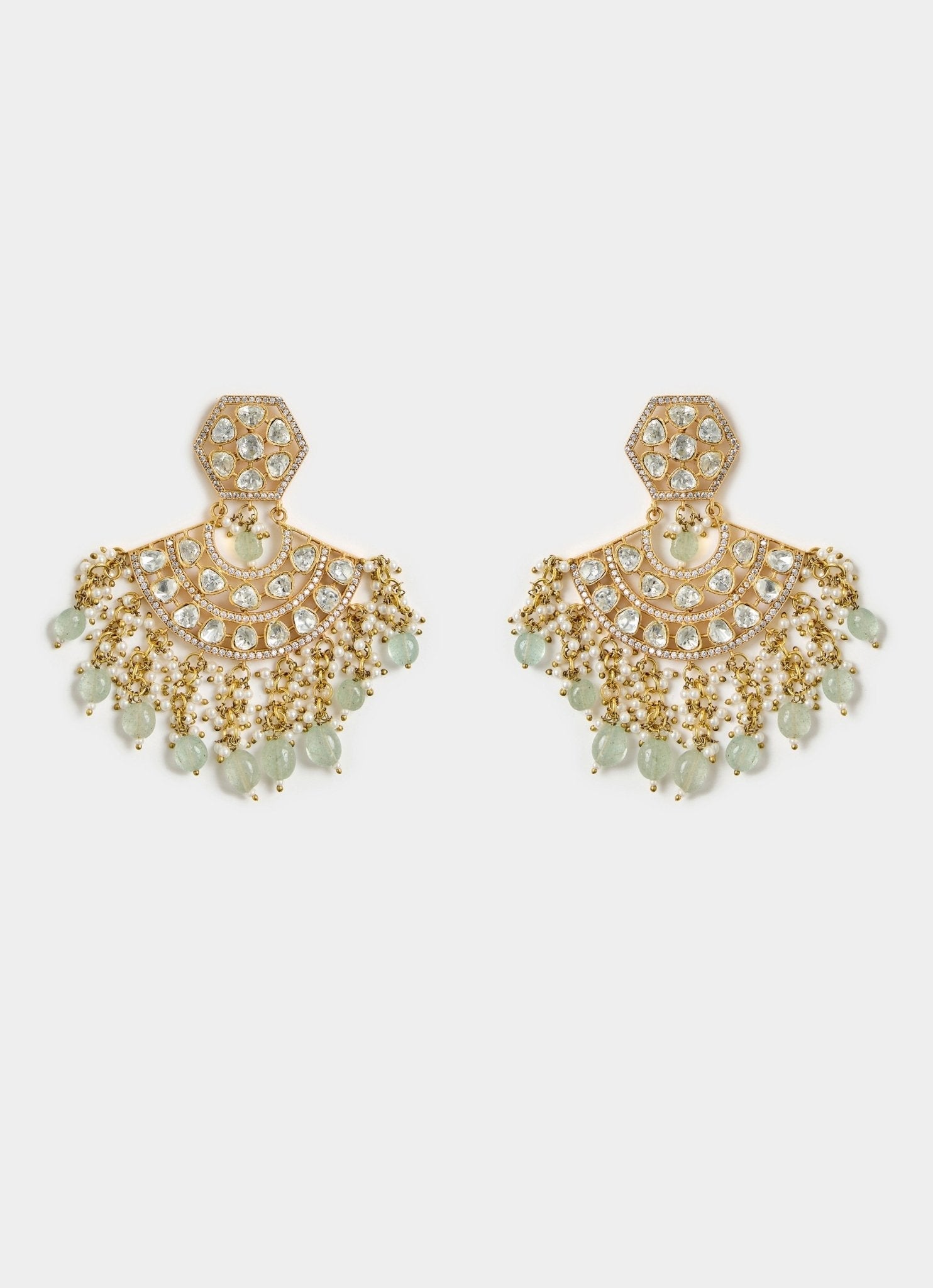 Vivinia by Vidhi Mehra Gold Finish Kundan Polki Statement EarringsFabilicious Fashion