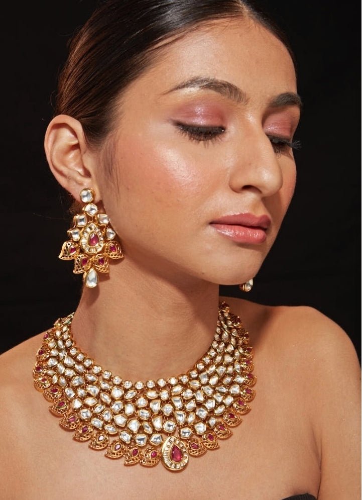 Vivinia by Vidhi Mehra Gold Plated Beads And Kundan Polki Necklace SetFabilicious Fashion