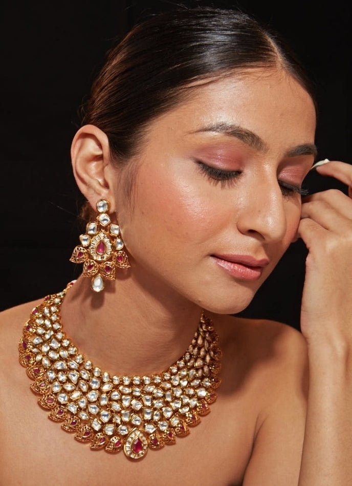 Vivinia by Vidhi Mehra Gold Plated Beads And Kundan Polki Necklace SetFabilicious Fashion