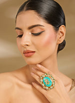 Vivinia by Vidhi Mehra Gold Plated Blue Stone Statement RingFabilicious Fashion