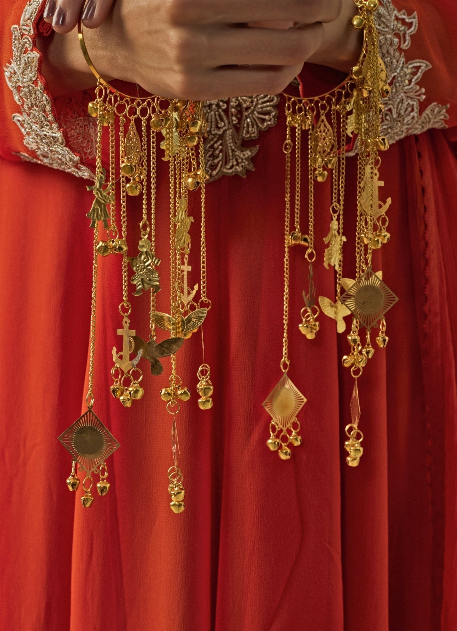 Vivinia by Vidhi Mehra Gold Plated Bridal Kaleeras With Chain HangingsFabilicious Fashion