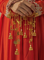 Vivinia by Vidhi Mehra Gold Plated Bridal Kaleeras With Dangling Jhumka HangingsFabilicious Fashion