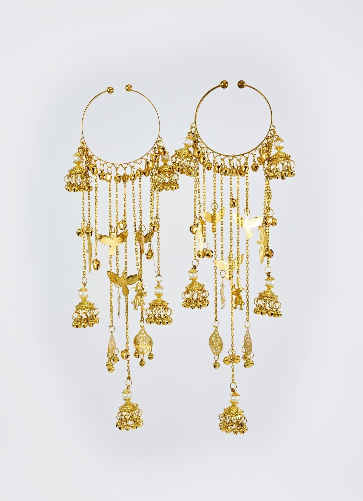 Vivinia by Vidhi Mehra Gold Plated Bridal Kaleeras With Dangling Jhumka HangingsFabilicious Fashion