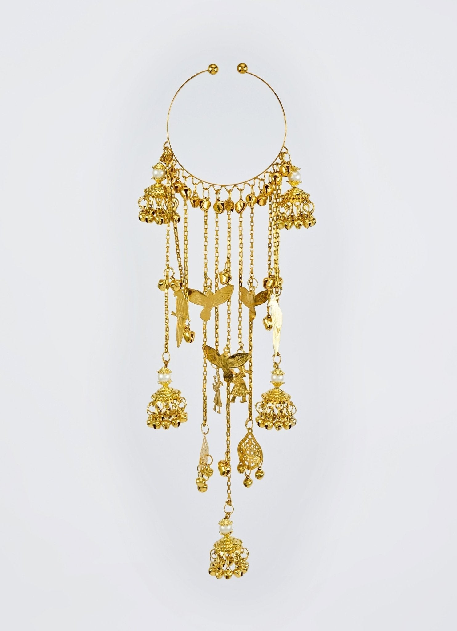 Vivinia by Vidhi Mehra Gold Plated Bridal Kaleeras With Dangling Jhumka HangingsFabilicious Fashion