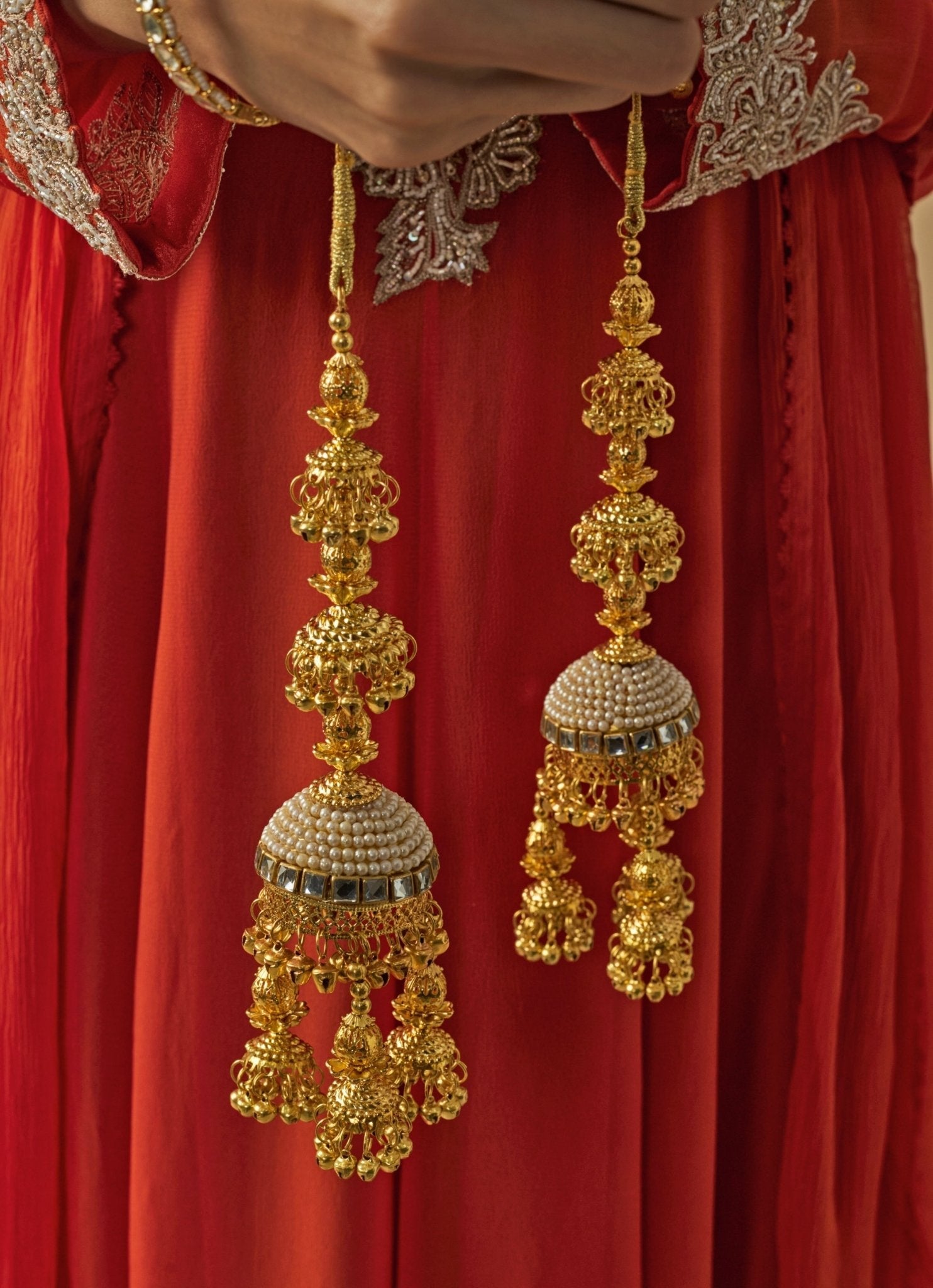 Vivinia by Vidhi Mehra Gold Plated Bridal Kaleeras With Jhumka HangingsFabilicious Fashion
