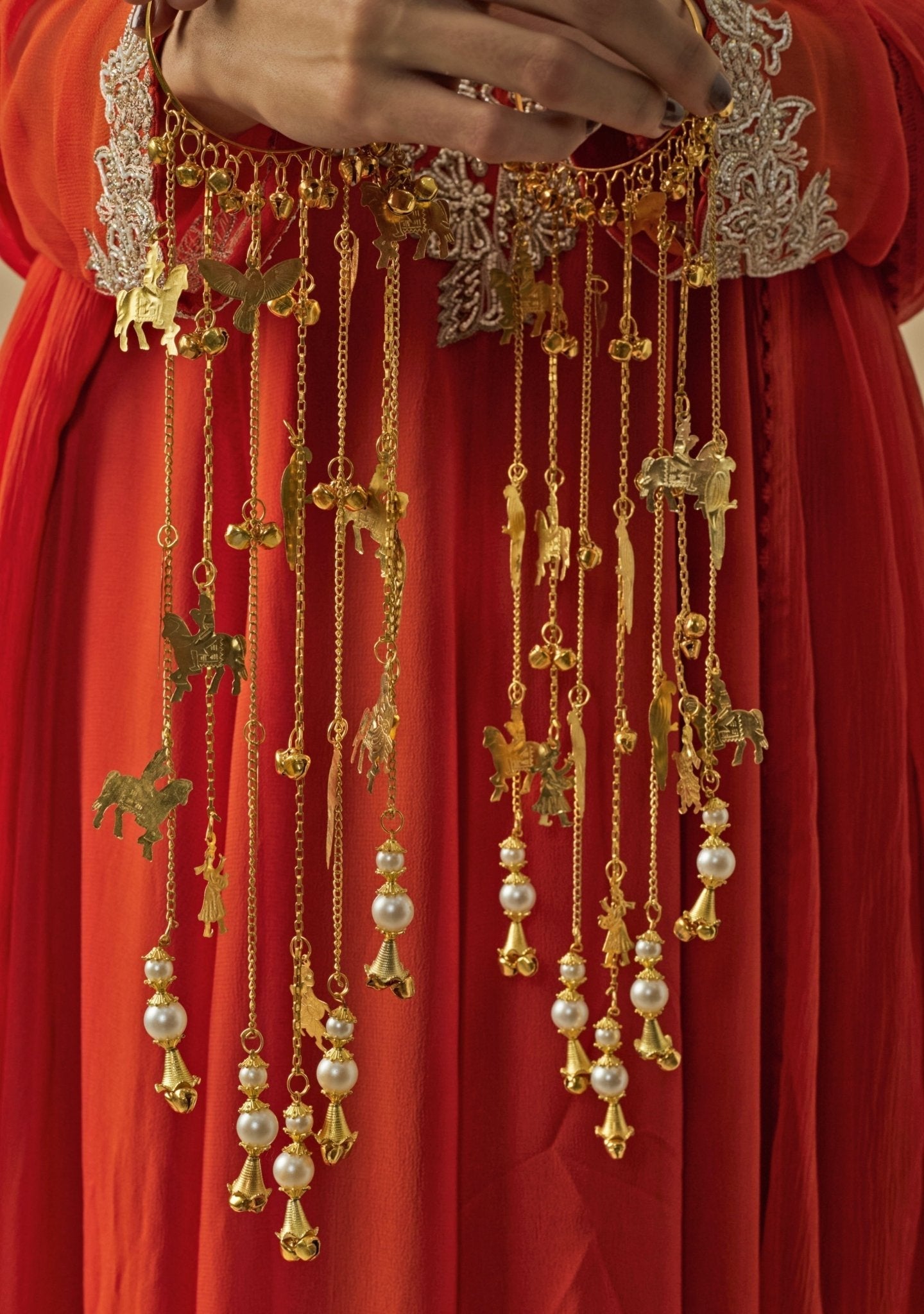 Vivinia by Vidhi Mehra Gold Plated Bridal Kaleeras With Pearl DropFabilicious Fashion