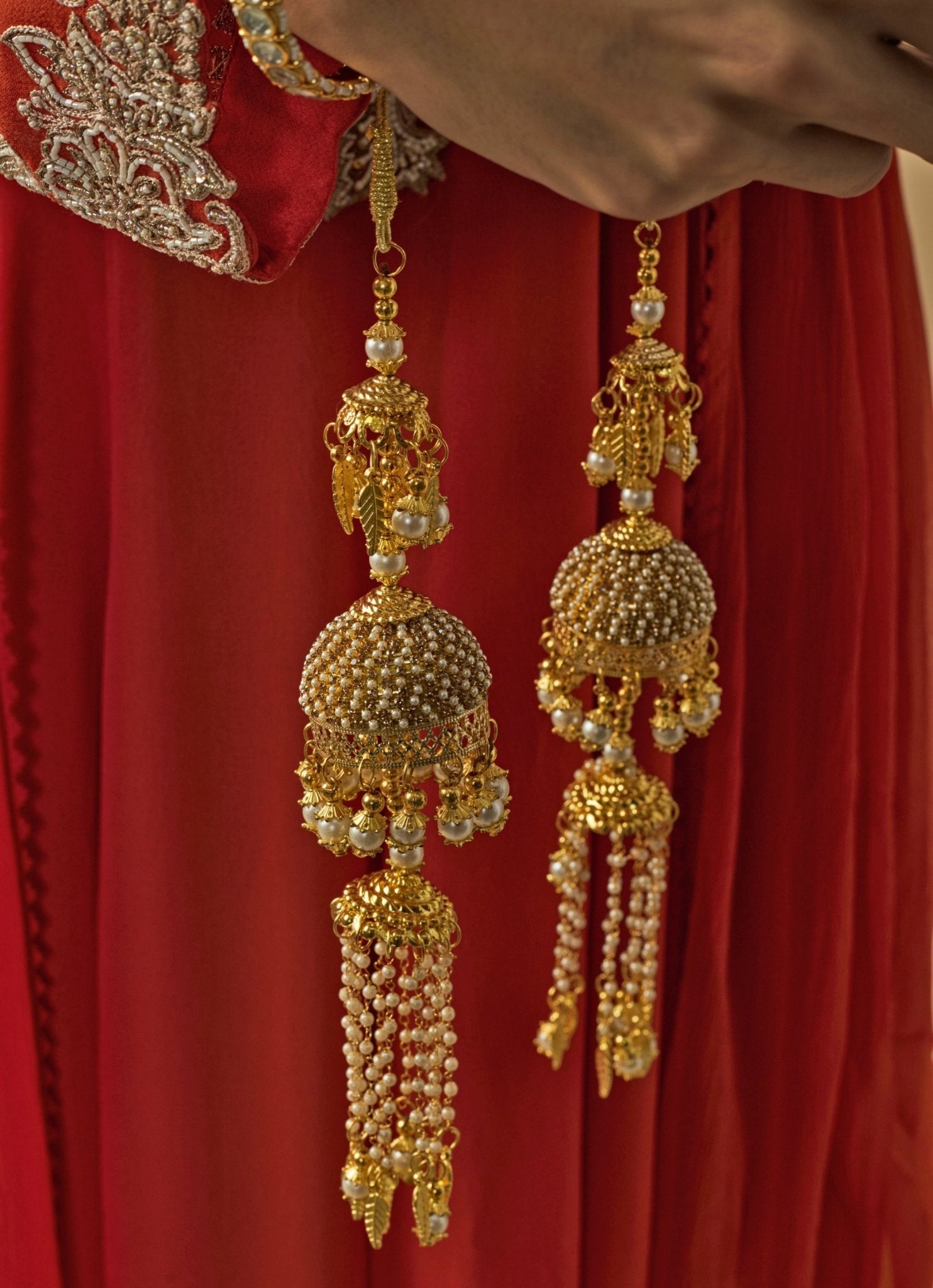 Vivinia by Vidhi Mehra Gold Plated Bridal Kaleeras With Pearl HangingsFabilicious Fashion
