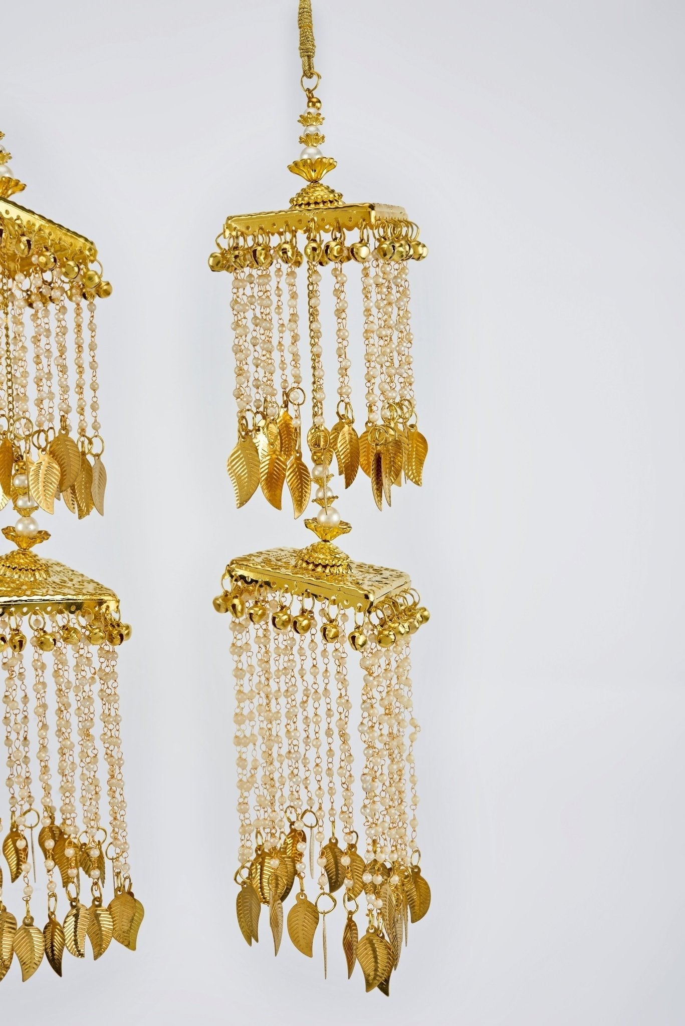 Vivinia by Vidhi Mehra Gold Plated Bridal Kaleeras With Pearl Leaf HangingsFabilicious Fashion
