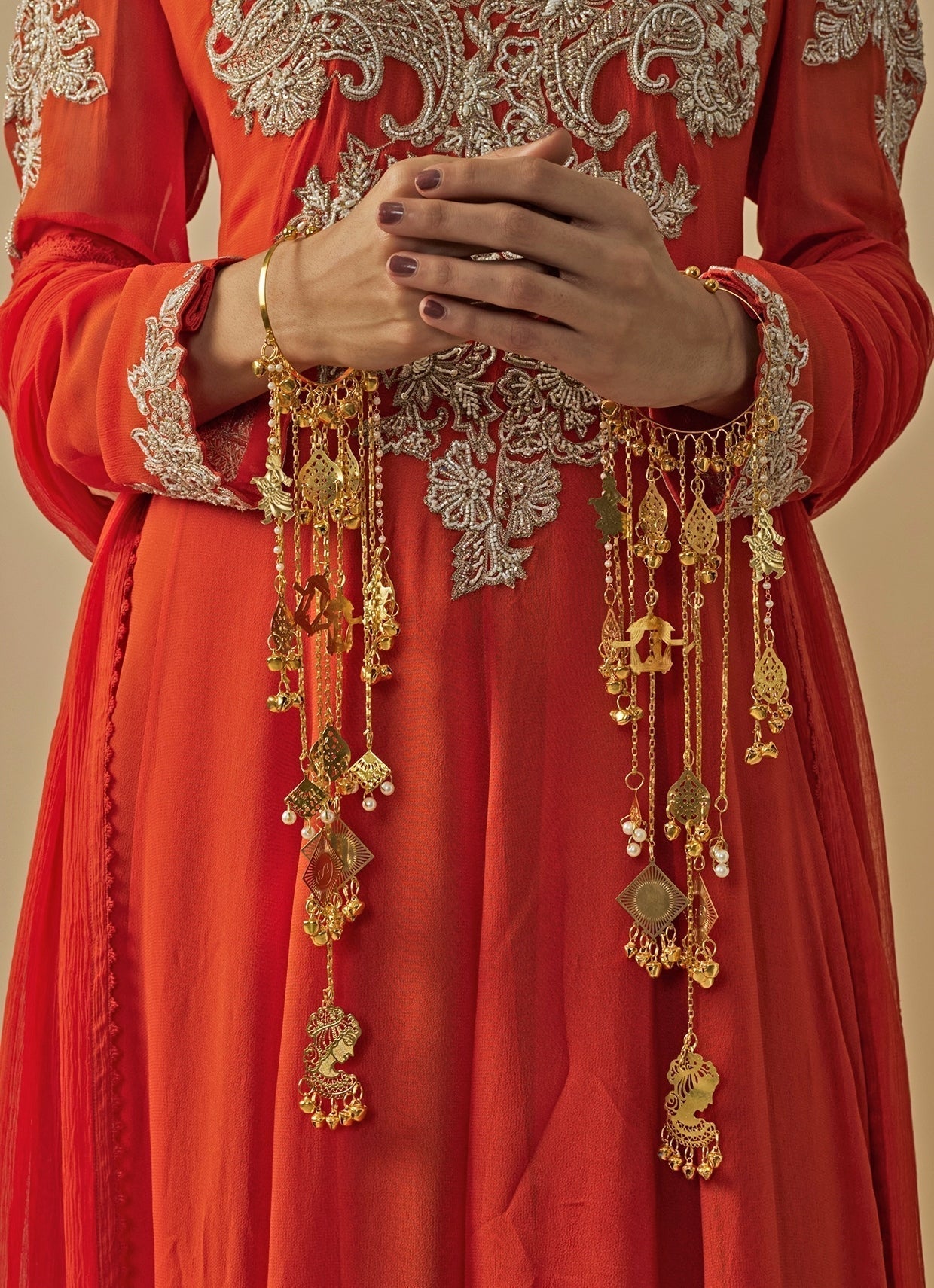 Vivinia by Vidhi Mehra Gold Plated Bridal KaleerasWith Small Pearl HangingsFabilicious Fashion