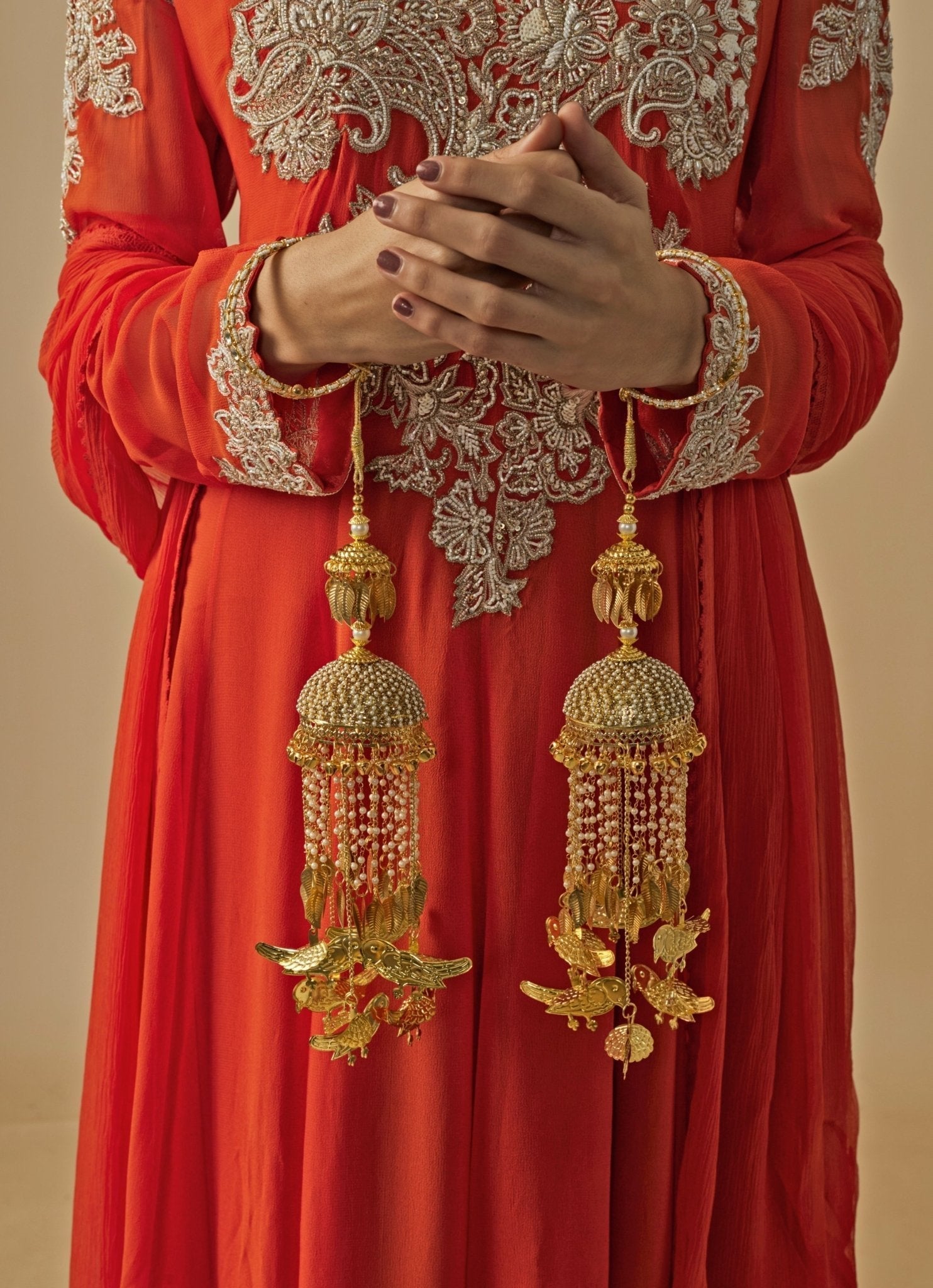 Vivinia by Vidhi Mehra Gold Plated Bridal Pearl String Bird KaleerasFabilicious Fashion