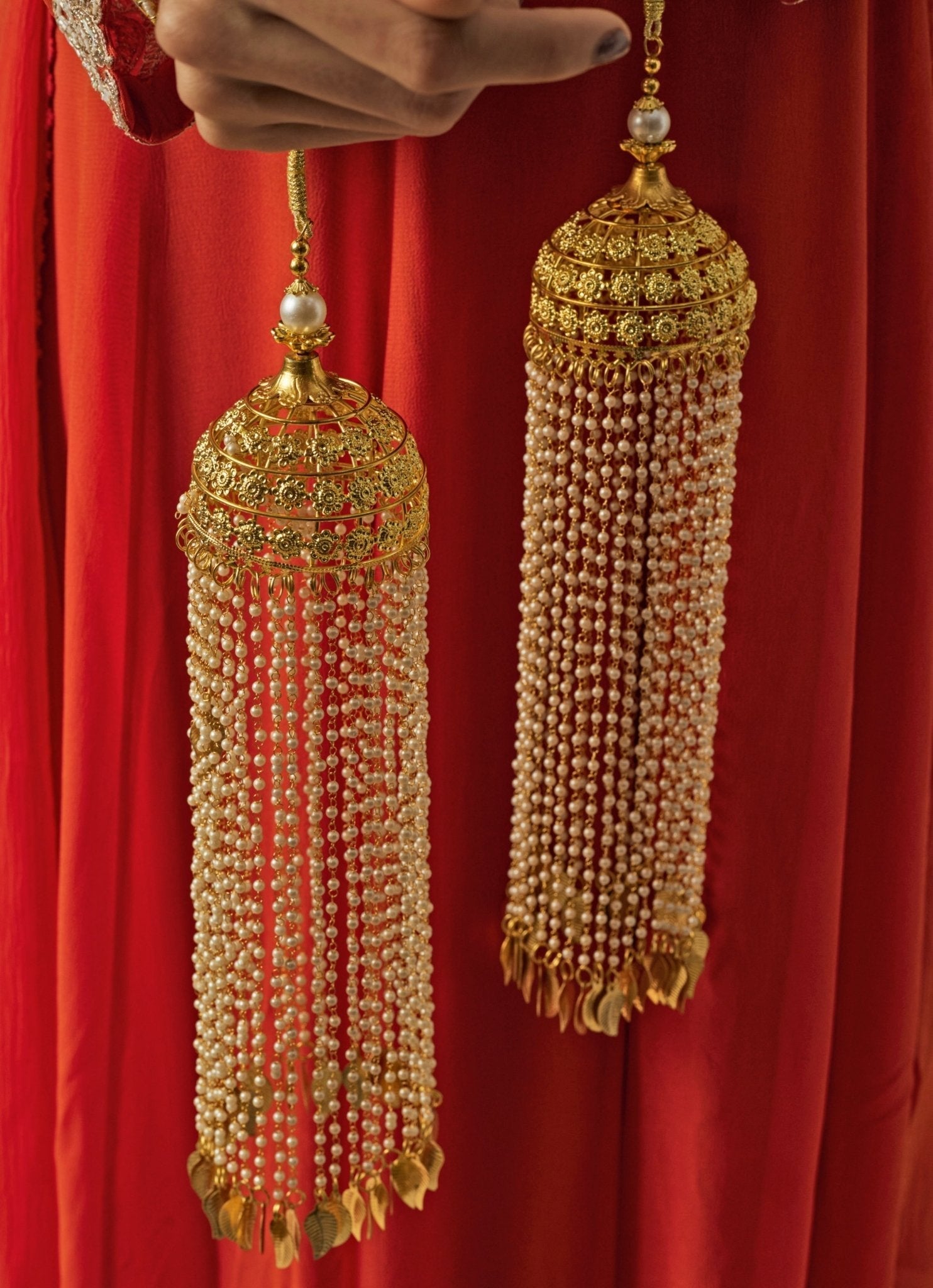 Vivinia by Vidhi Mehra Gold Plated Bridal Pearl String Leaf KaleerasFabilicious Fashion