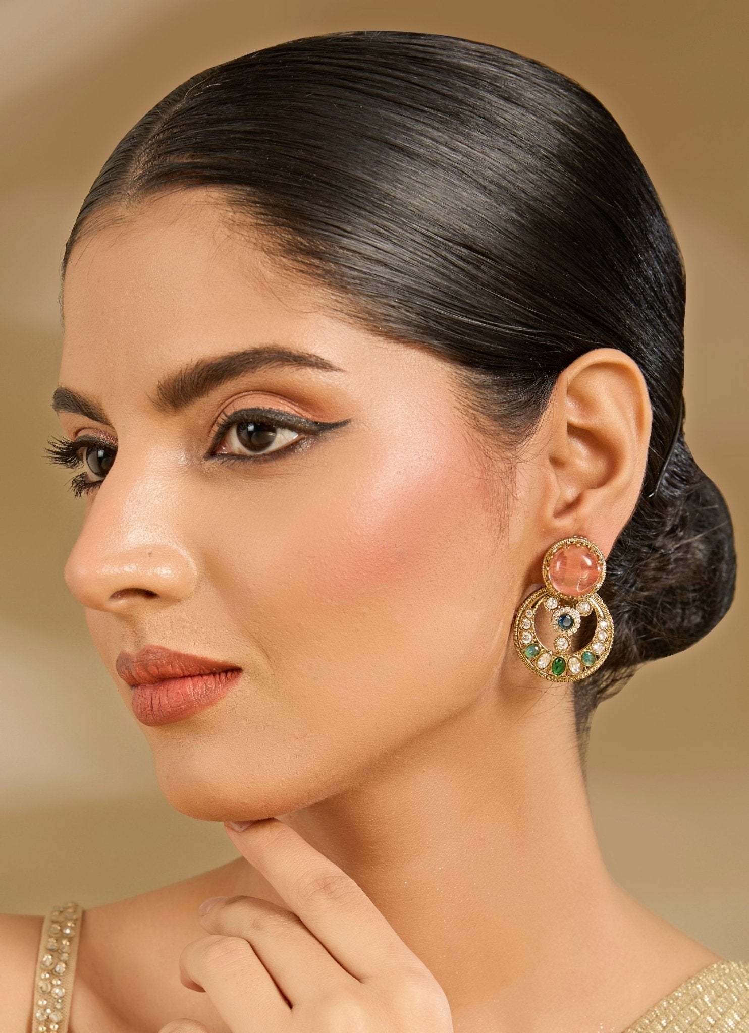Vivinia by Vidhi Mehra Gold Plated Earrings With Multicolor StonesFabilicious Fashion