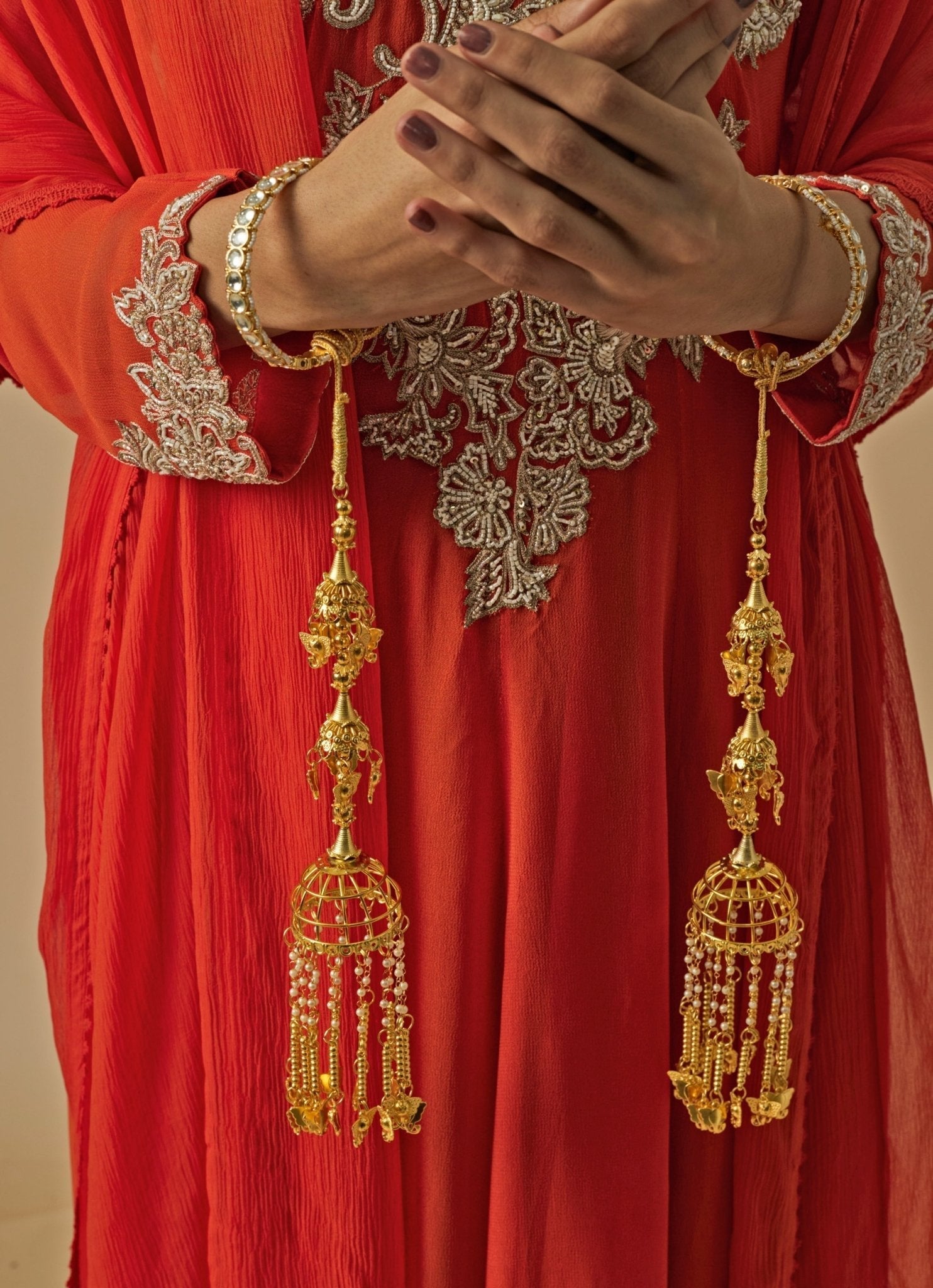 Vivinia by Vidhi Mehra Gold Plated Floral Bridal KaleerasFabilicious Fashion