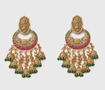 Vivinia by Vidhi Mehra Gold Plated Floral Green Chandbali EarringsFabilicious Fashion
