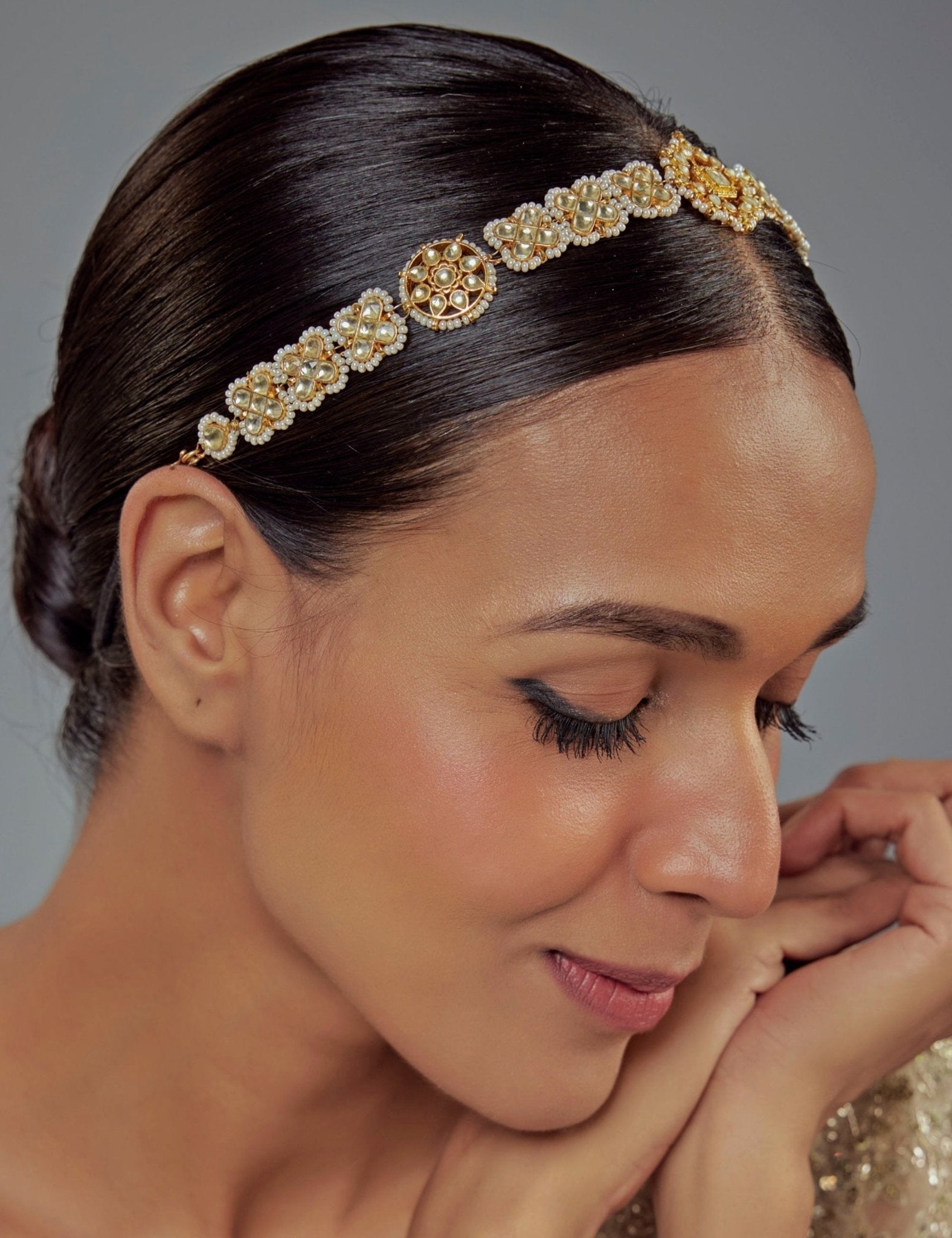 Vivinia by Vidhi Mehra Gold Plated Floral Kundan And Polki Matha PattiFabilicious Fashion