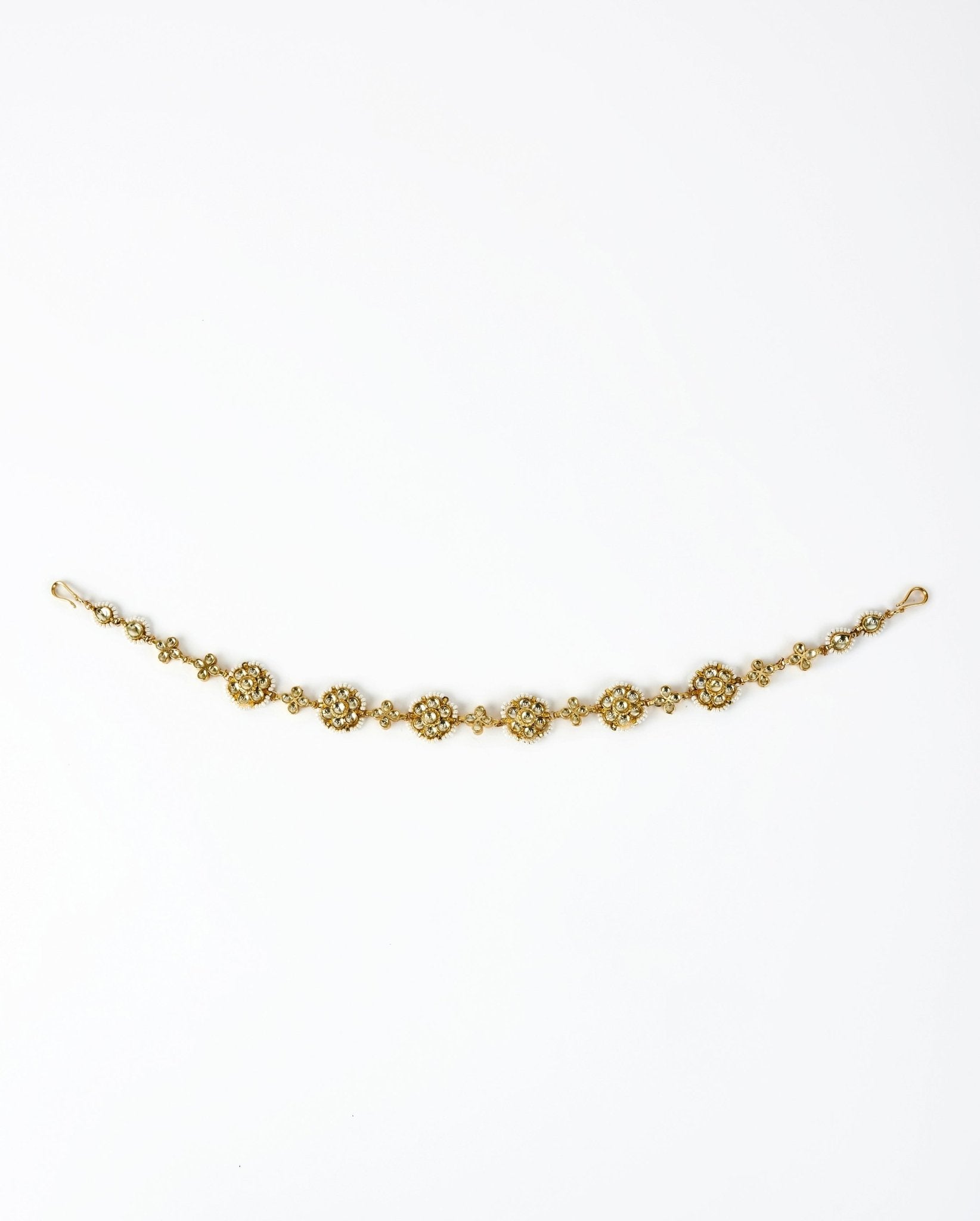Vivinia by Vidhi Mehra Gold Plated Floral White Crystal And Kundan Matha PattiFabilicious Fashion
