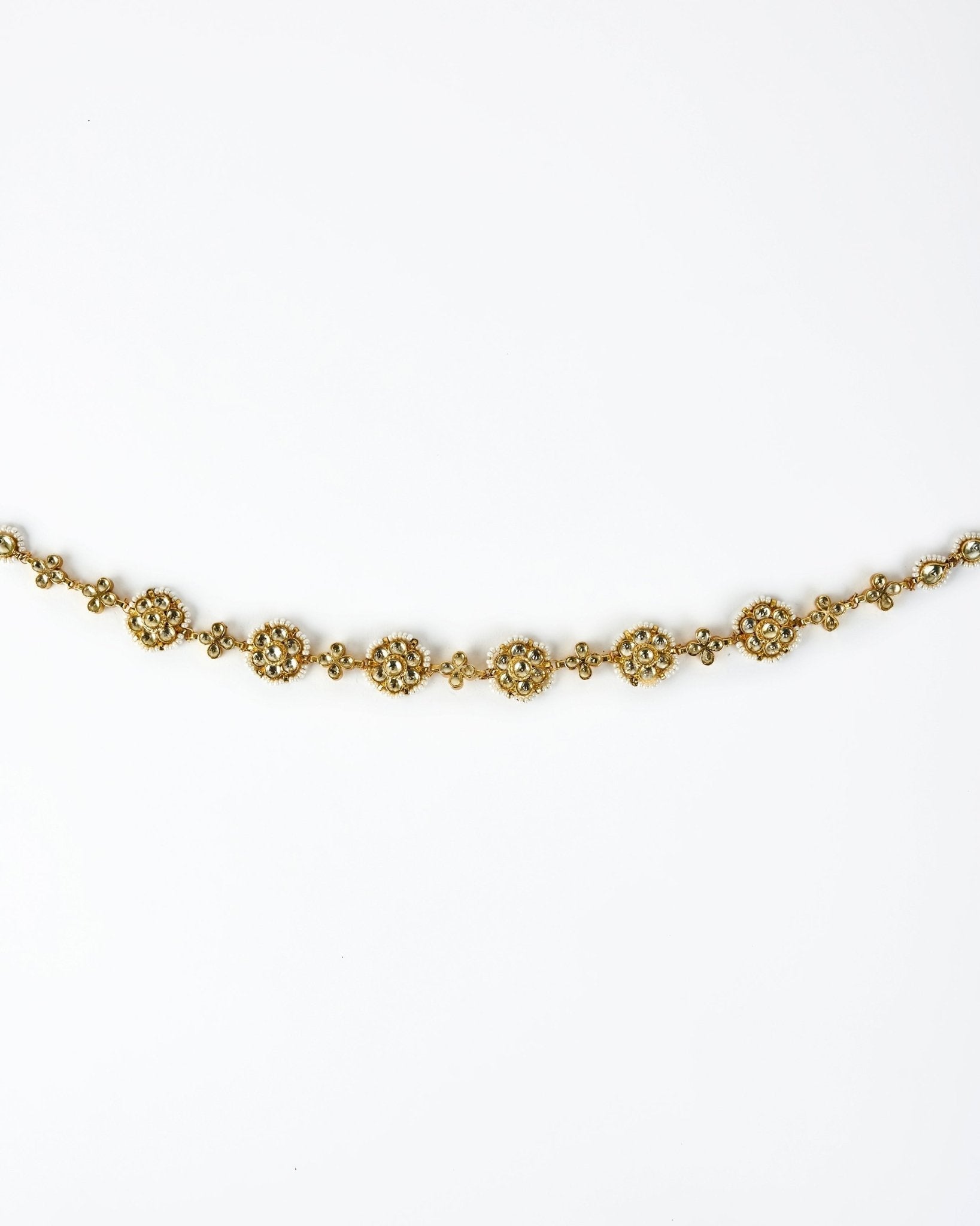 Vivinia by Vidhi Mehra Gold Plated Floral White Crystal And Kundan Matha PattiFabilicious Fashion