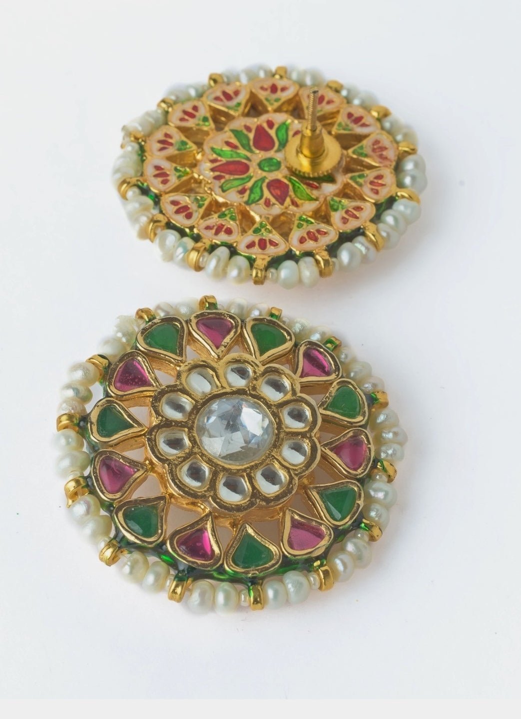 Vivinia by Vidhi Mehra Gold Plated Green And Pink Stone Choker Necklace SetFabilicious Fashion
