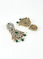 Vivinia by Vidhi Mehra Gold Plated Green And White Kundan Danglers EarringsFabilicious Fashion