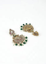 Vivinia by Vidhi Mehra Gold Plated Green Beaded Kundan Chandbali EarringsFabilicious Fashion