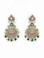 Vivinia by Vidhi Mehra Gold Plated Green Beaded Kundan Chandbali EarringsFabilicious Fashion