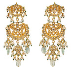 Vivinia by Vidhi Mehra Gold Plated Green Beaded Kundan Polki EarringsFabilicious Fashion
