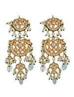 Vivinia by Vidhi Mehra Gold Plated Green Beaded Kundan Polki EarringsFabilicious Fashion