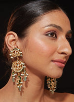 Vivinia by Vidhi Mehra Gold Plated Green Beaded Kundan Polki EarringsFabilicious Fashion