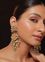 Vivinia by Vidhi Mehra Gold Plated Green Beaded Kundan Polki EarringsFabilicious Fashion