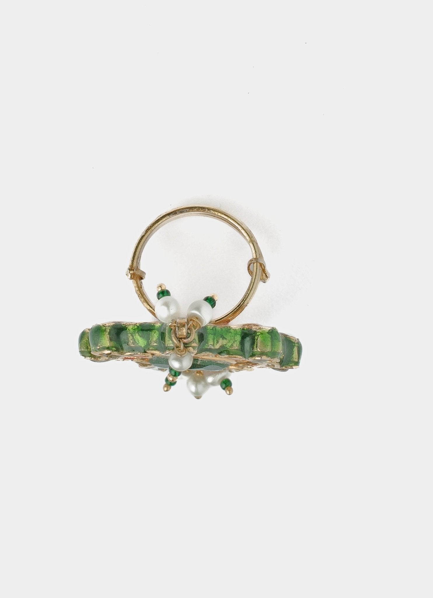 Vivinia by Vidhi Mehra Gold Plated Green Beaded Kundan RingFabilicious Fashion
